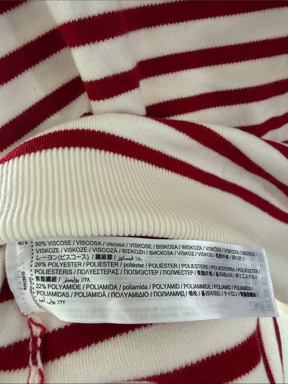 Mango Cream Sweater with Red Stripes a viscose blend size xl relax fit - Picture 9 of 9